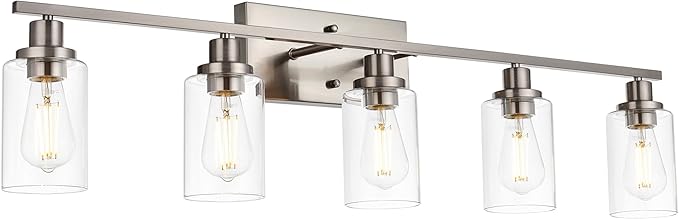 MELUCEE 5-Light Bathroom Vanity Light Brushed Nickel Wall Sconce Modern Light - Image 2