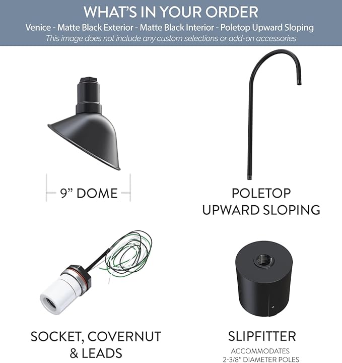 Steel Lighting Co. Venice Light | Outdoor Pole Top Mounted | 9 inch Dome | - Image 4