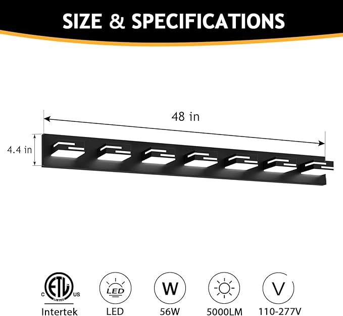 LED Modern Bathroom Vanity Light Fixtures 7-Light 5CCT Dimmable Matte Black - Image 8