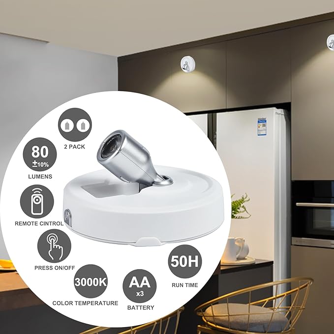 Wireless Spot Light, Battery Operated Picture Lights Mini Accent Lights Indoor - Image 3