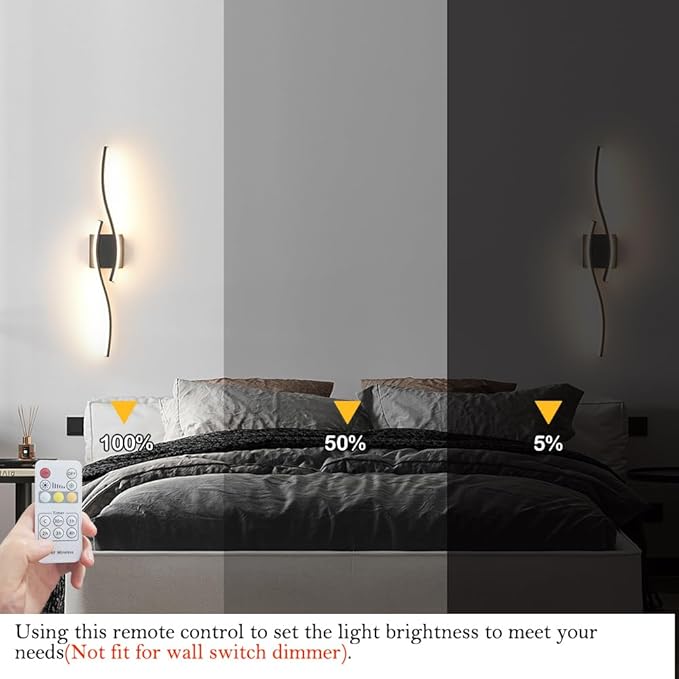 Modern Hardwired Wall Sconce Set of 2, LED Black Wall Light - Image 7
