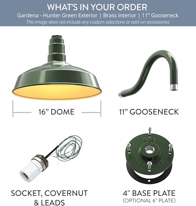 Steel Lighting Co. Gardena Barn Light | Outdoor Wall Mounted | 16" Dome | 11" - Image 6