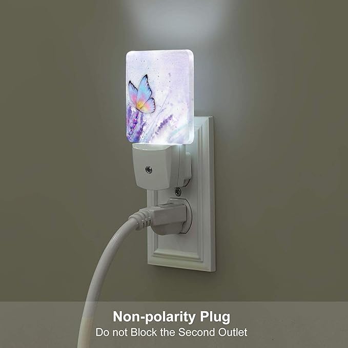 Lavender Butterfly Night Light, Plug-in Nightlights Auto Sensor Night Lamp - Image 5