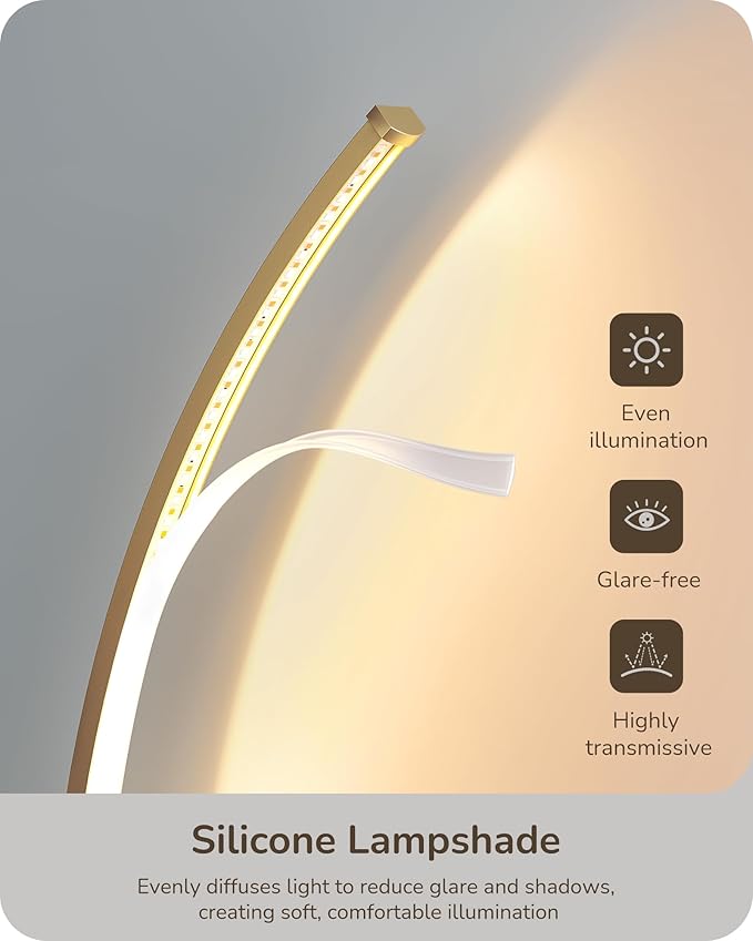 EDISHINE Curved LED Table Lamp, Modern Bedside Lamp - Image 3