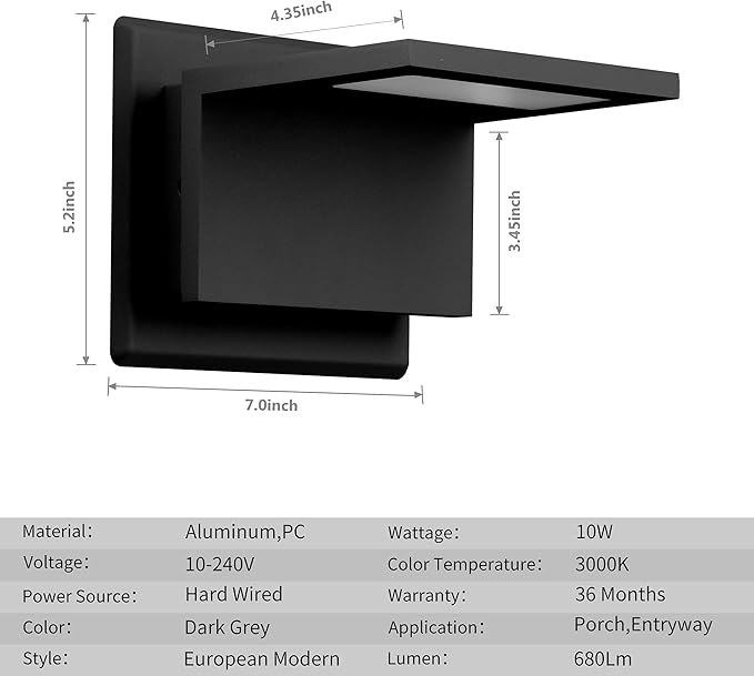 Wall Light Outdoor LED Wall Mount Lamp Black Modern Wall Mount Sconce Lantern - Image 7