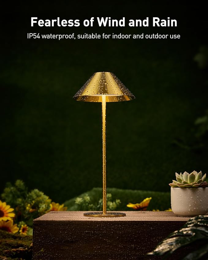 Bojim Gold Cordless Lamp Set of 2, Rechargeable Touch Table Lamps - Image 5