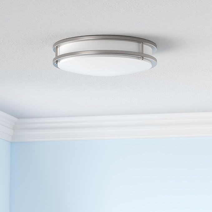 hykolity 16 inch Dimmable LED Flush Mount Ceiling Light Fixture, Brushed Nickel - Image 2