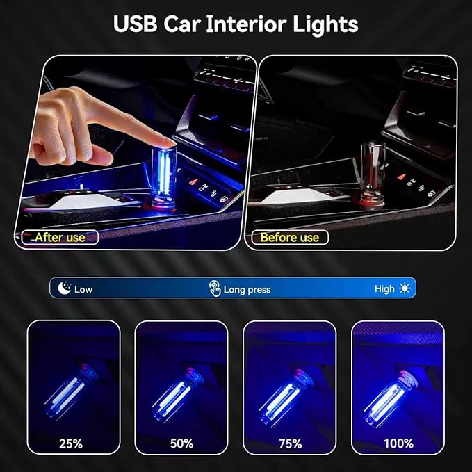 4 PCS Car USB Lights, Portable Plug-in Retro Car Interior Ambient Lights - Image 5