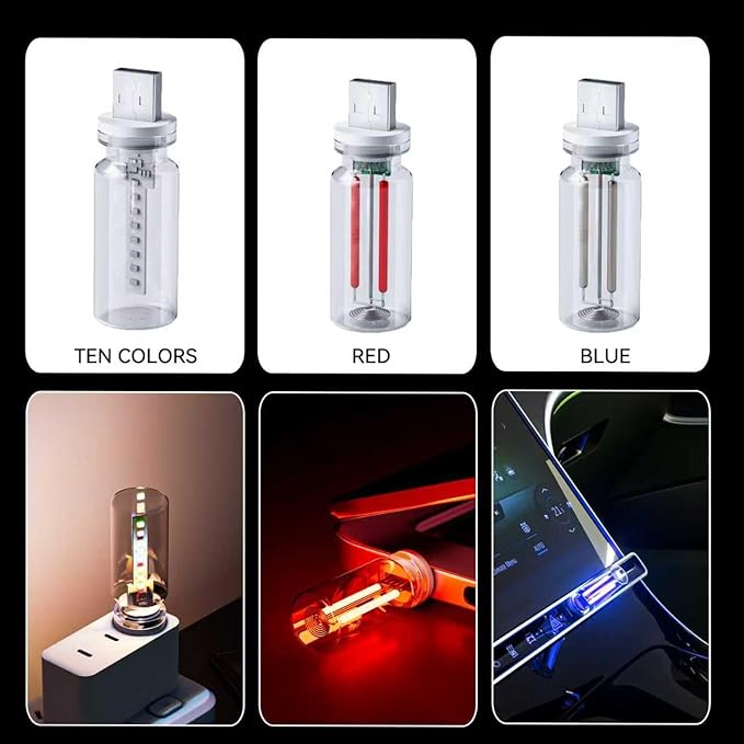4 PCS Car USB Lights, Portable Plug-in Retro Car Interior Ambient Lights - Image 8