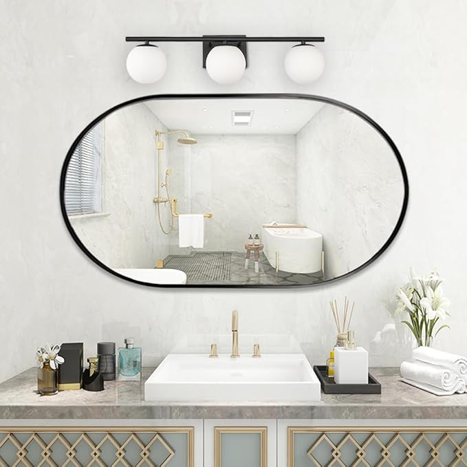 New Bathroom Vanity Light Fixtures 3 Lights Brushed Black Milk White Globe - Image 7