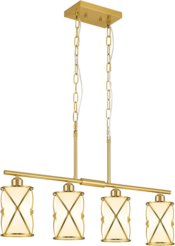 4-Light Kitchen Island Lighting, Brushed Gold Linear Dining Room Light Fixtures - Image 7