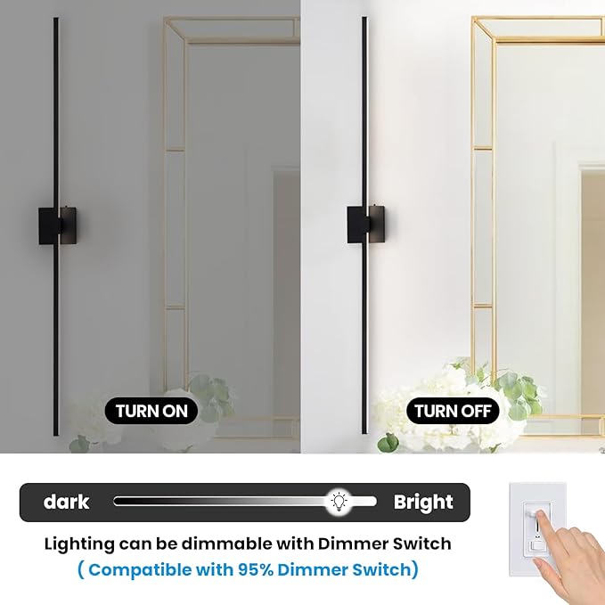 URSOLA Black Bathroom Light Fixtures, 48 inch Modern LED Vanity Lighting Over - Image 5
