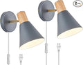 Plug in Wall Sconces Lighting Fixture Pack of 2, Wooden Adjustable Bedside Wall by VechoicyHomeLight