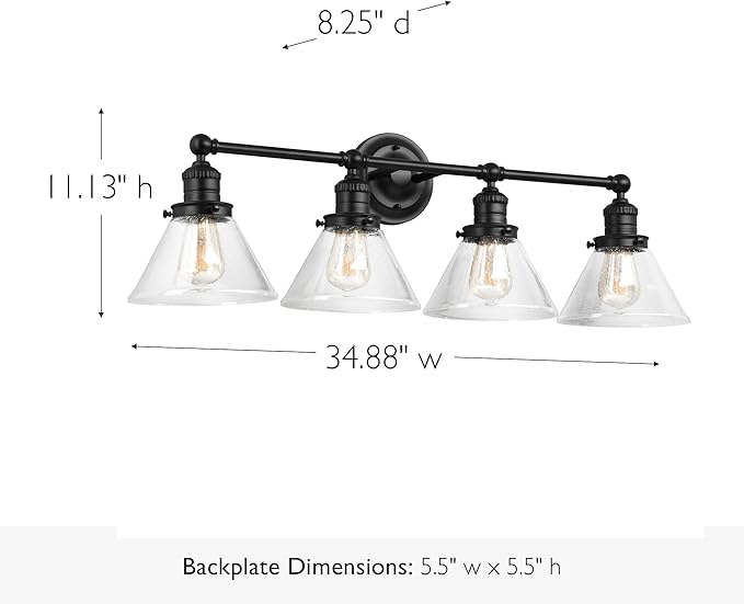 Design House Augustin Vanity Light, Seeded Glass Warm Glow, Up/Down Glow - Image 2