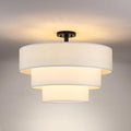 Doraimi Lighting 3 Tier White Drum Fabric Semi Flush Mount Light Modern by DoraimiLighting