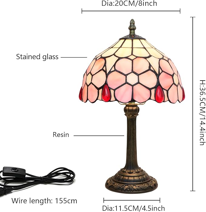 Tiffany Lamp Stained Glass lamp Small Bedside Table Lamps - Image 8