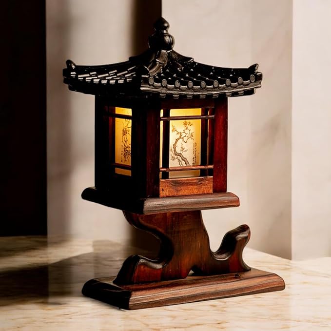 Antique Alive Traditional Korean Wood Lamp | Handmade Asian Oriental Table by AntiqueAlive