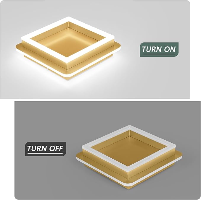 CANEOE 2 Packs Square Modern LED Light Fixture, 24W Black Flush Mount Hallway - Image 5