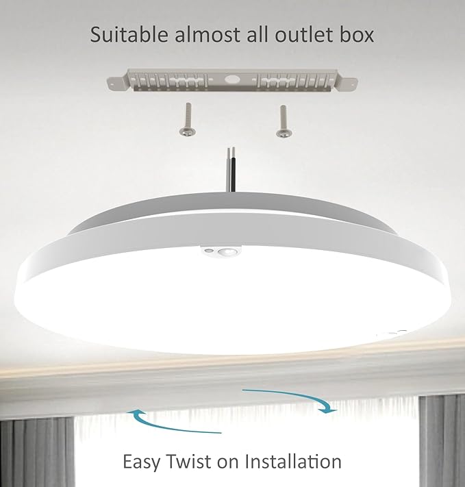 Motion Sensor Ceiling Light Hardwired, 9 Inch 18W Flush Mount Closet Light - Image 7
