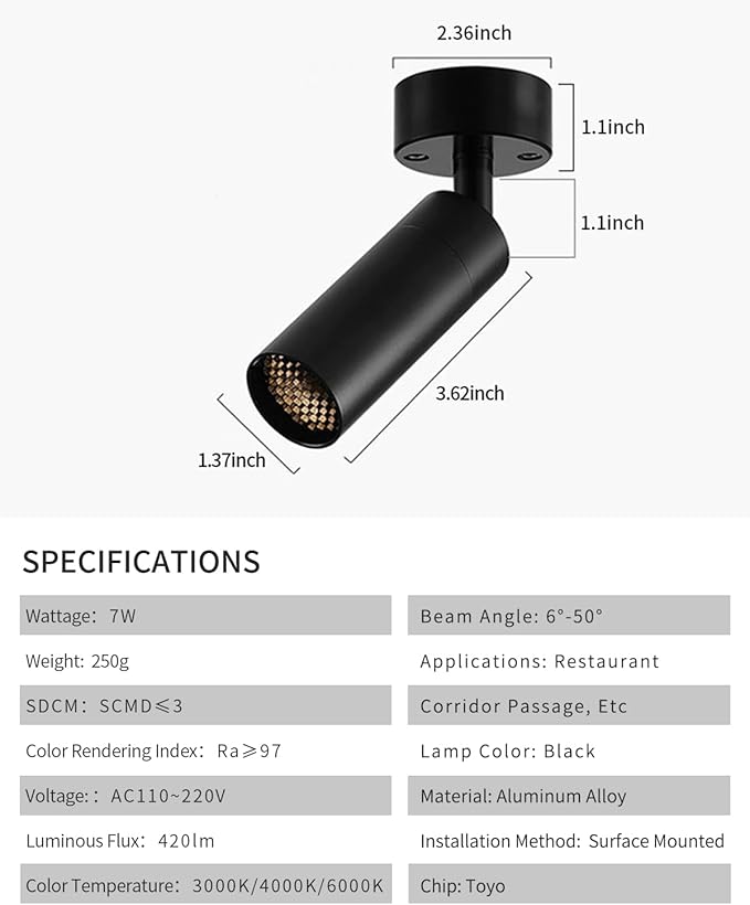 Led Modern Directional Spotlight, Zoomable Monopoint Ceiling Spot Light - Image 5