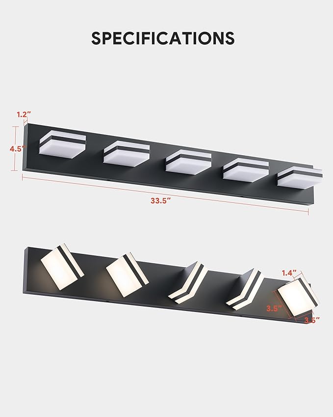 VONLUCE Bathroom Vanity Light Fixture, 5-Light Modern LED Vanity Light - Image 6