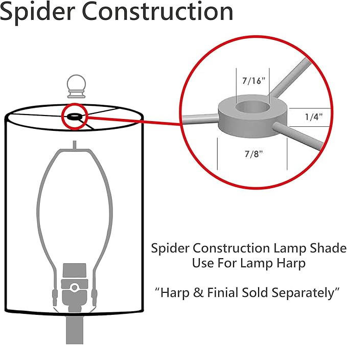 Aspen Creative 31125A Transitional Drum Shaped Spider Fitter Lamp Shade in - Image 4