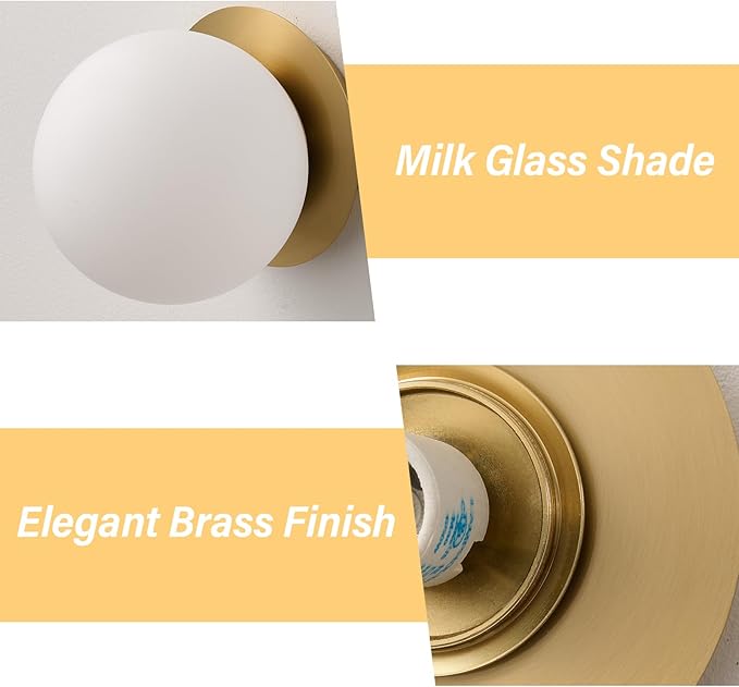 Modern Glass Globe Wall Sconce: Gold Spherical Sconces Light - Image 5