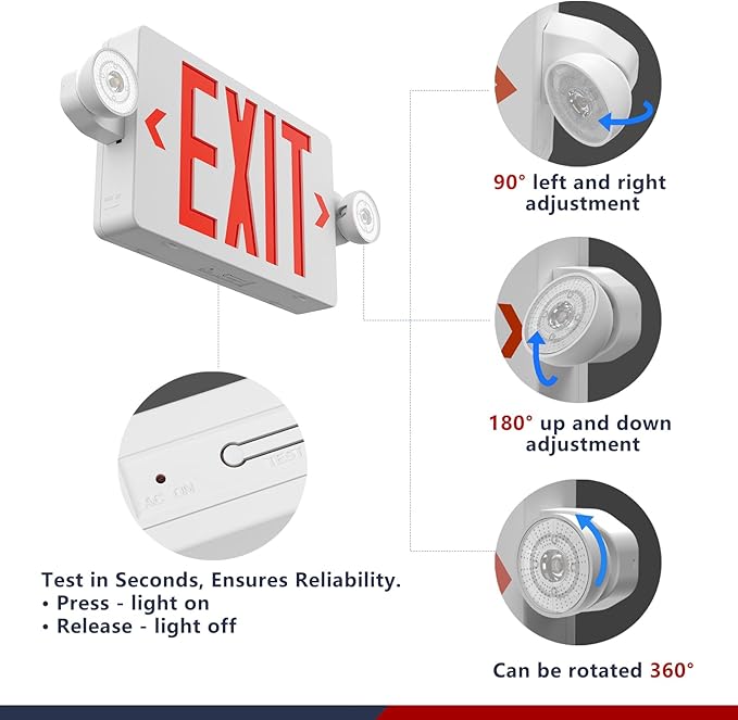 Exit Sign with Emergency Lights, LED Emergency Exit Light with Battery Backup - Image 3