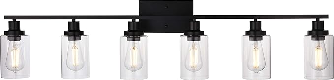 MELUCEE Black Vanity Light Fixture 6-Light Industrial Metal Wall Sconce by MELUCEE