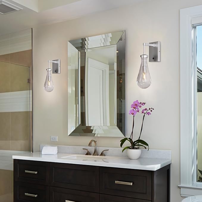 HuisMier Nickel Wall Sconces, Modern Raindrop Wall Sconce - Image 2