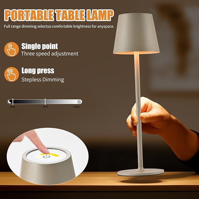 2 Pack Cordless Table Lamp, Portable LED Desk Lamp, 6000mAh Battery Operated - Image 4