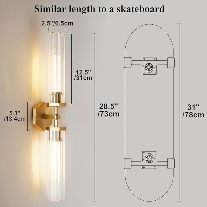 Gold Crystal Bathroom Wall Sconce Light Fixture Modern Bathroom Vanity Light - Image 3