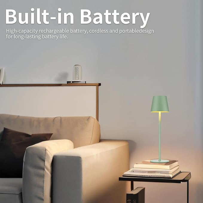 BGFHome Cordless Table Lamp LED Desk lamp, 5000mAh Rechargeable Touch Night - Image 4