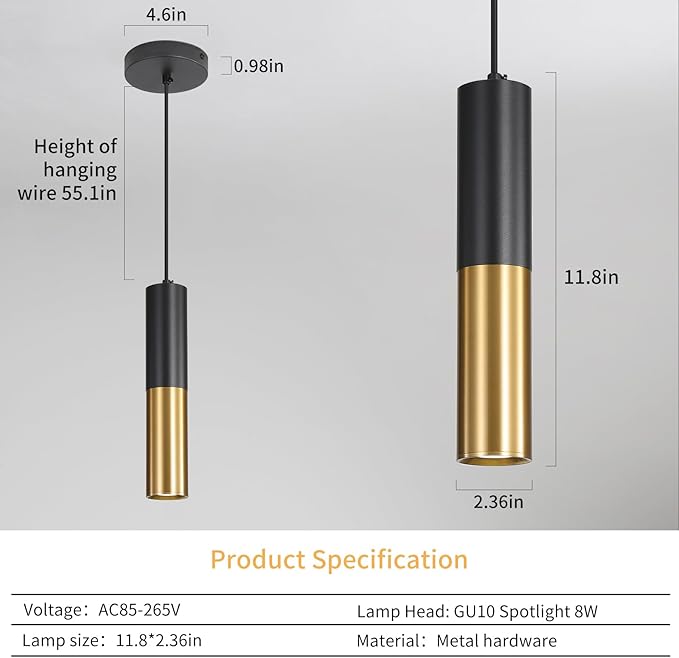 3 Pack Modern Black and Gold LED Pendant Lights, Minimalist Linear Hanging Light - Image 5