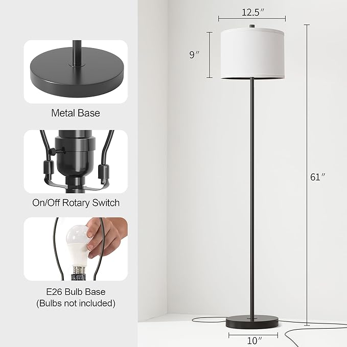 Oneach 61" Farmhouse Industrial Floor Lamp - Image 4