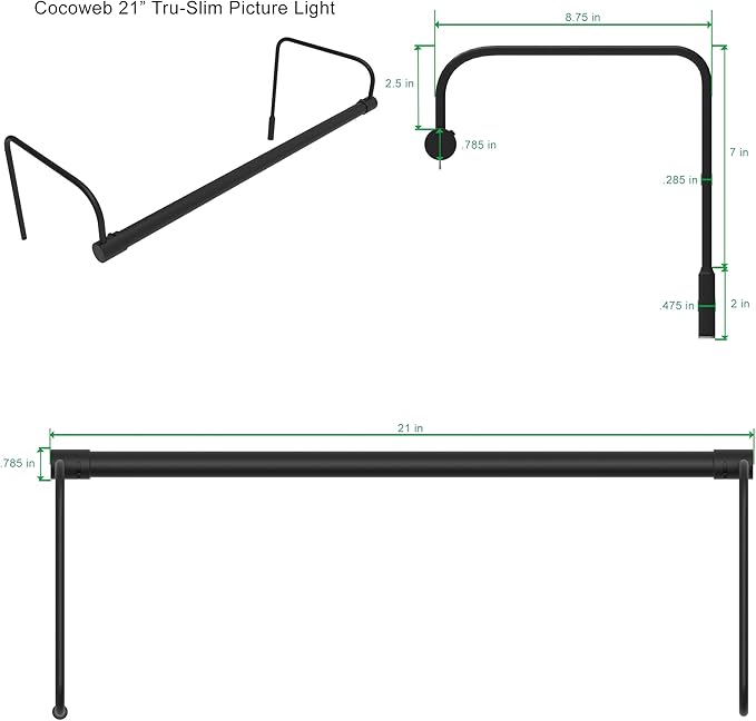 Cocoweb 21 Inch Tru-Slim Black Picture Light - Image 3