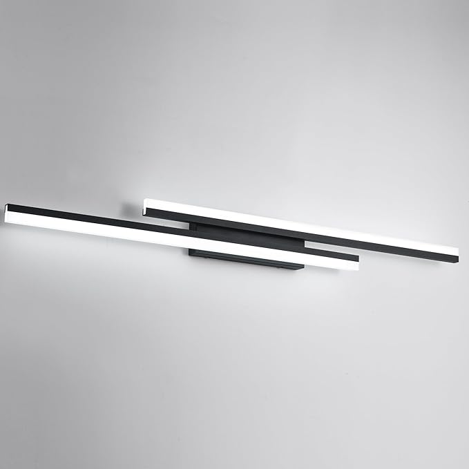 PRESDE 48 Inch LED Vanity Light Bar, Modern Black Bathroom Lighting Fixture by HOME