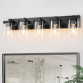 5-Light Bathroom Lighting Fixtures over Mirror, Matte Black Vanity Lights by OUVR