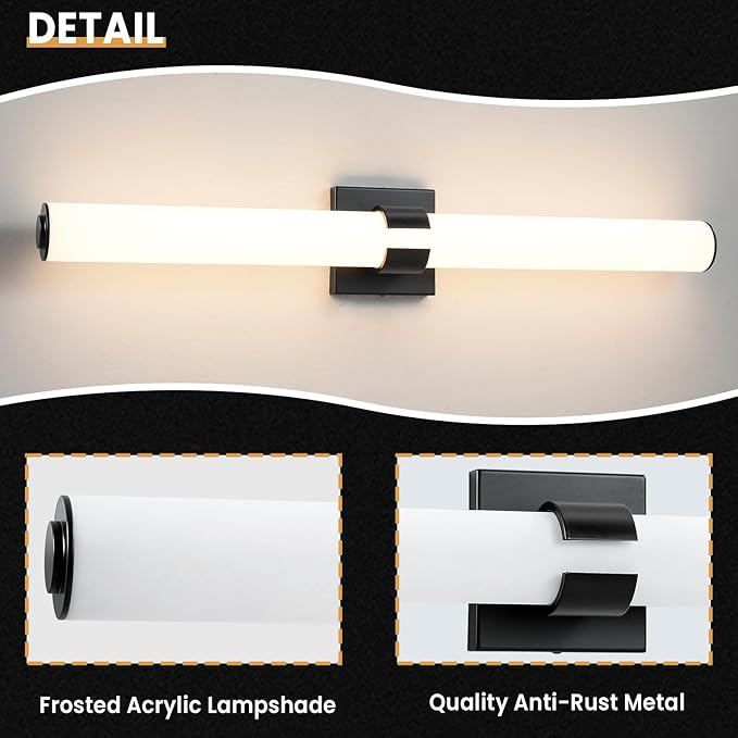 Black Bathroom Vanity Light Fixtures, 31 inch Modern Bathroom Light Fixtures - Image 8