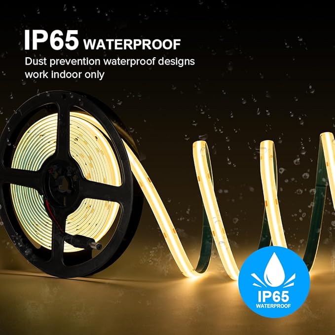 16.4FT IP65 Waterproof COB LED Strip 3000K 480LEDs/m Flexible High Density - Image 2