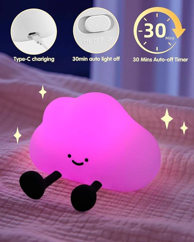 YISUN Cloud Night Light, Colorful Silicone Night Lights - Image 3