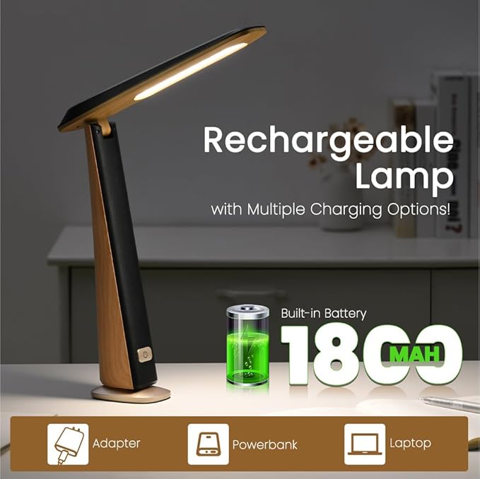 WILIT Foldable Portable Desk Lamp, Battery Operated Rechargeable Lamps Cordless - Image 5