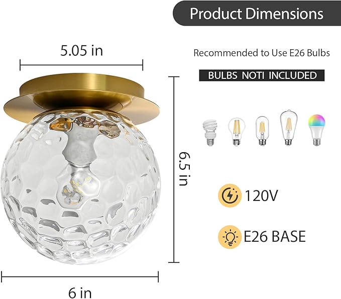 Modern Glass Globe Wall Sconce: Gold Spherical Sconces Light - Image 3