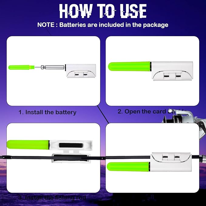 6 Pcs Fishing Glow Sticks LED Fishing Pole Light Night Fish Alert Glow Stick - Image 6