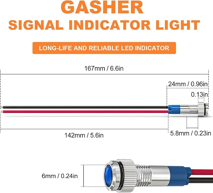 GASHER 5 PCS Energy Saving Indicator Light, LED Light 12V/24V/110V 20mA Panel - Image 3