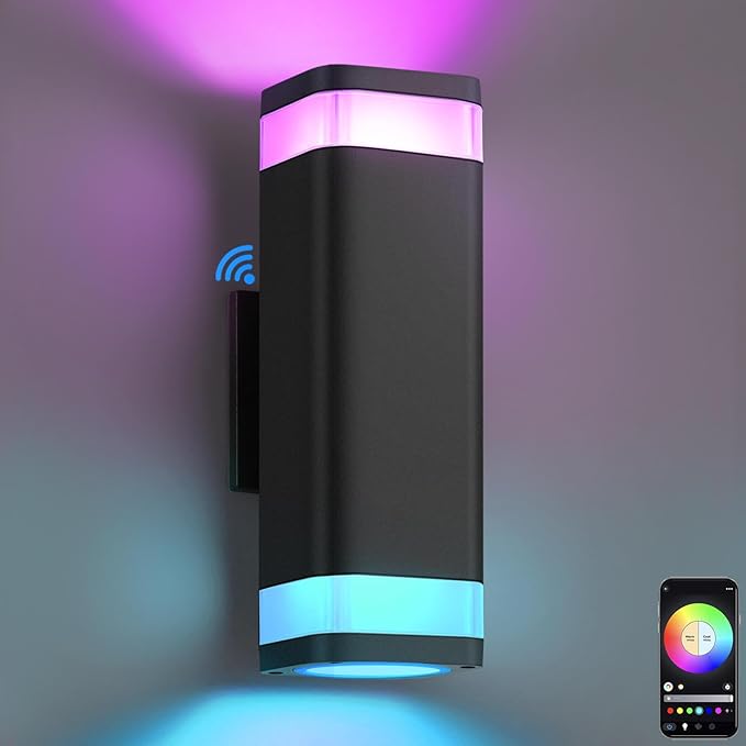 SHIMR Smart RGB Outdoor Wall Light, WiFi App Control Color Changing Up Down by SHIMR