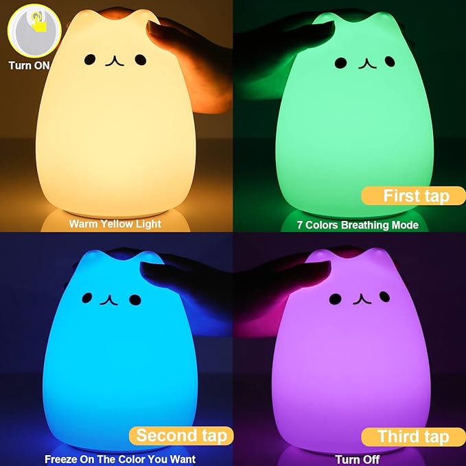 ZKLiLi cat Night Light, Cute Nursery Lights USB Rechargeable Cat Lamp - Image 6