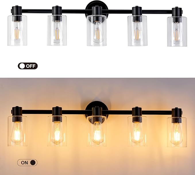 5 Light Bathroom Wall Light Fixtures Black Bathroom Wall Sconce - Image 3
