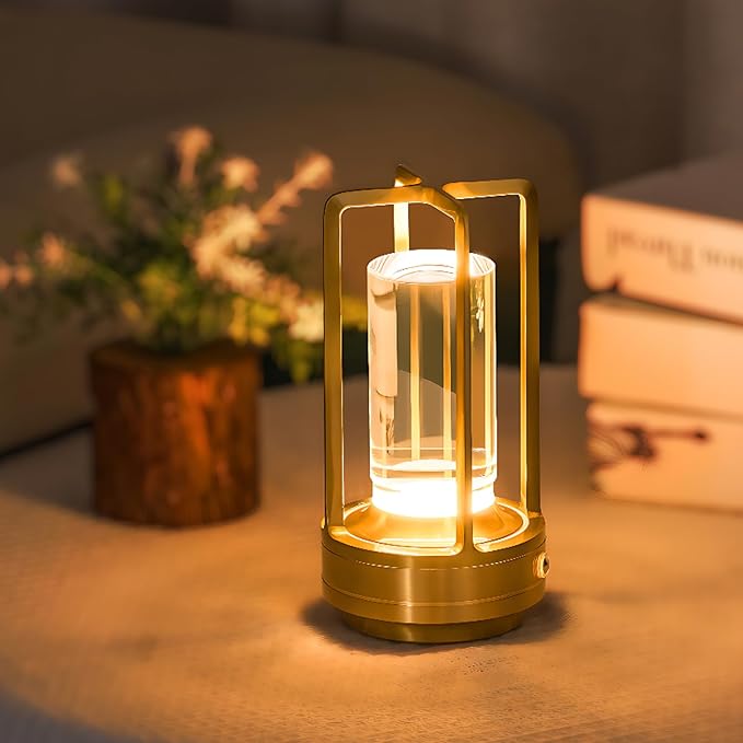 Rechargeable Table Lamp Cordless, 3 Color | Crystal | Stepless Dimming by Home