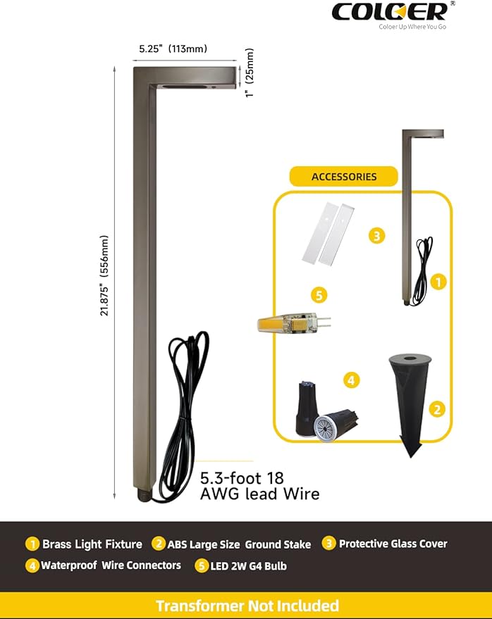 COLOER Brass Low Voltage Outdoor Pathway Lights Bronze Finish 4-Pack - Image 4
